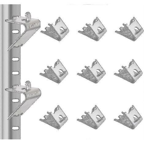 Packung mit 12 Gefrierregalhalterungen aus Edelstahl für gewerbliche Kühlschränke. 1,5 mm dicke Gefrierregalhalterungen, silberfarben.