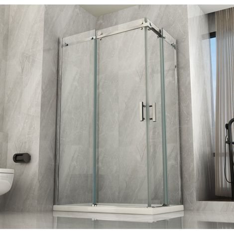 Box Doccia Angolare 8 mm 2 Lati Porte Scorrevole 70 x 80 90 100 120 in Cristallo - Misura Box Angolare 100x100 (1/4)