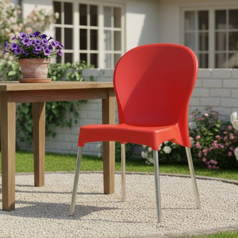 Linder Außensessel, stapelbar, Made in Italy, trägt 120 kg, Rot (1/3)