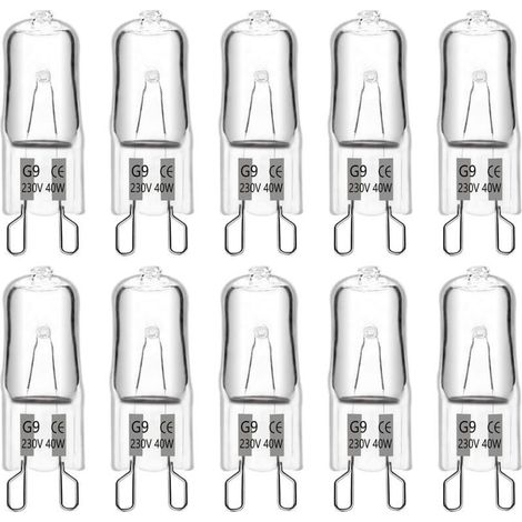 Ampoule Halogene G9 40W 230V, 480LM 2900K Blanc Chaud Dimmable, G9 Ampoules Capsule, pour Lustres, Lampes de Paysage, Appliques Murales, Éclairage d'armoire, Lot de 10 (1/5)