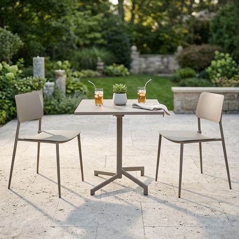 OPERA - set tavolo in metallo cm 70 x 70 x 73 h con 2 sedie Viper