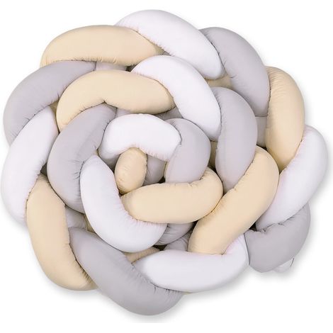 Tour de lit tressé XXL - blanc-gris-beige (1/3)