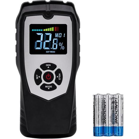 Mcbazel Testeur Humidité Bois Numérique, 4 Modes et Écran LCD Rétroéclairé, Test d'Humidité pour Plaque de Plâtre, Maçonnerie, Bois et Matériaux de Construction (1/5)