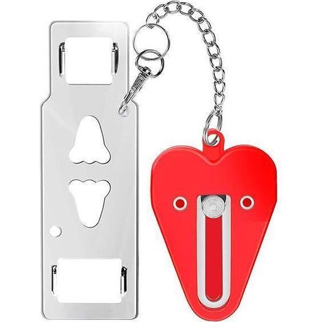 Cadenas portable pour porte, idéal pour les voyages, les hôtels et la sécurité à domicile. Modèle Addalock, rouge. (1/5)