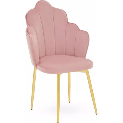 Interiors by Premier Pink Velvet Dining Chair, Durable & Adjustable Velvet Office Chair, Backrest Pink Accent Chair with Gold Legs (1/5)