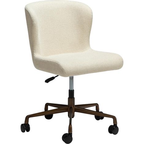 Glam Dan-Form Bürostuhl Bouclé offwhite. (1/5)