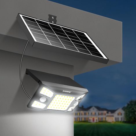 Lampe Solaire d'extérieur avec détecteur de mouvement, 8000mAh 2000lm Projecteur Solaire, Éclairage Solaire Extérieur pour terrasse, garage, rue, étanchéité IP65 [Classe énergétique A]