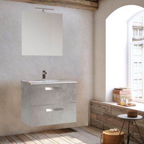 Mobile base 62 cm sospeso con 2 cassetti e lavabo ANGELA1 Cemento (1/2)