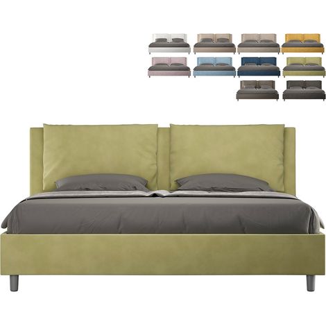 Letto matrimoniale king size contenitore imbottito 200x200 microfibra tè verde Appia (1/5)