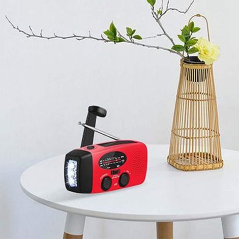 Filiyano – lampe torche LED – Radio à dynamo solaire à manivelle (lot x1) avec lampe torche LED, alimentée par 3 piles AAA Ni-MH 3,6 V de 350 MAH (1/2)
