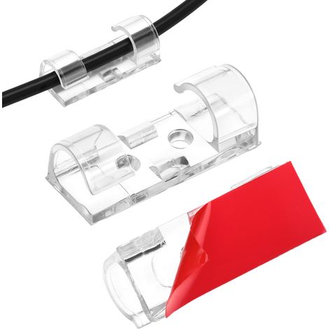 50 Pièces Clips de Câble Auto-adhésifs Transparents, 4CM Grand Organisateur de Câbles, pour Bureau, PC, TV (1/5)