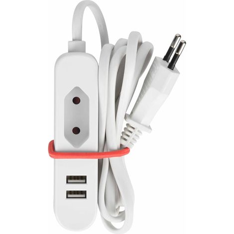 Perel – Multiprise 1 prise euro et 2 ports USB – Puissance 575W – Longueur câble 1.5m – Pour voyages et espaces réduits - WTA26WUSB (1/2)