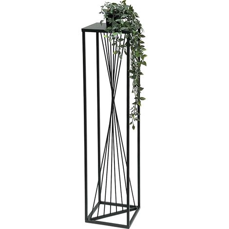 Dandibo – Tabouret pour fleurs 96458 – Métal noir angulaire 100 cm – Colonne porte-plantes moderne – Table d'appoint design