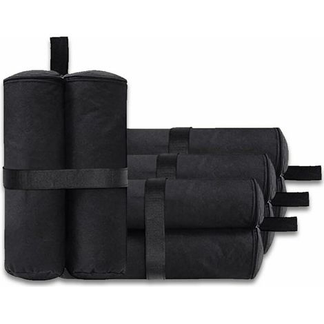 Set di 4 sacchi di zavorra per gazebo - Per tende da sole e gazebo - Sacchi di zavorra di sabbia - Utilizzo esterno immediato - Piedini zavorrati - Neri (con cerniera, neri)