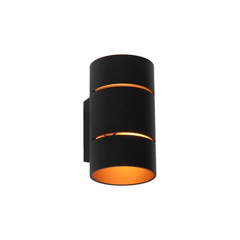 Modern Wall Light Black with Gold Interior - Ria