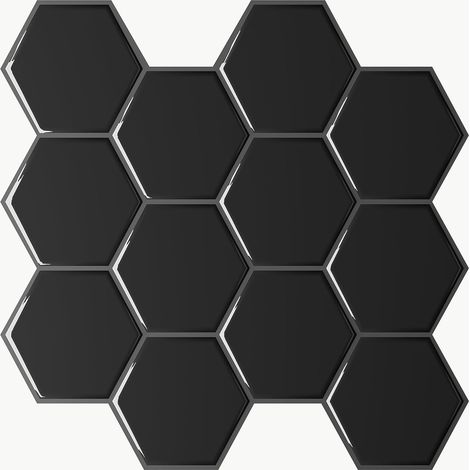 Carrelage Adhesif Mural Cuisine Noir Dalle PVC Adhesive Murale 12 Pièces Hexagonaux Crédence Adhésive Cuisine Carreaux Adhesif Salle de Bain Decoration Murale Cheminées 30,5 cm x 30,5 cm (1/5)