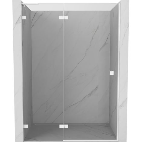 Mexen Lunar L portes de douche battantes gauche 130 cm, transparent, blanc - 834L-130-000-20-00-L (1/5)
