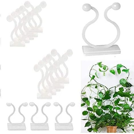 10 Pflanzenclips für Kletterpflanzen, selbstklebende Pflanzenstützen, Wandclips, geeignet für Ranken und Spaliere, verstellbar, verdeckt, Kabelclips, Kabelbinder