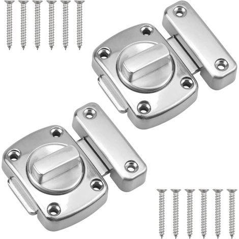 Loquet de Porte Sécurité Rotatif Verrou Cabine en Alliage Zinc Serrure Tournante avec Vis pour d'armoire Salle Bain, Argent, 40 mm 55 mm 12,5 mm (1/4)