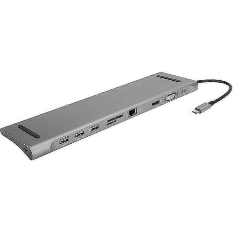 Hub USB-C 10-en-1 avec HDMI 4K, 3 ports USB 3.0, alimentation 60 W, lecteur de cartes SD/TF, boîtier en aluminium pour MacBook et ordinateurs portables USB-C (1/5)