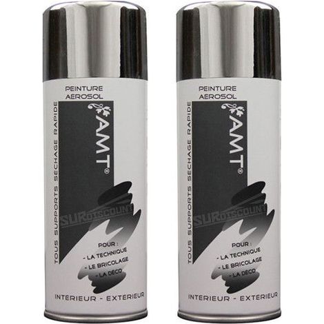 Bombe de Peinture - AMT - BP64 - Lot de 2 - 330ml - Chrome - Séchage rapide (1/2)