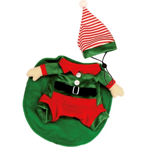 Completo di Natale Elfo con cappuccio regolabile per cani: 35 cm