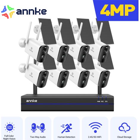 ANNKE Telecamera di sicurezza wireless 4MP con doppia luce WiFi, batteria, visione notturna, telecamera solare, rilevamento persone, audio bidirezionale, IP65 (1/5)