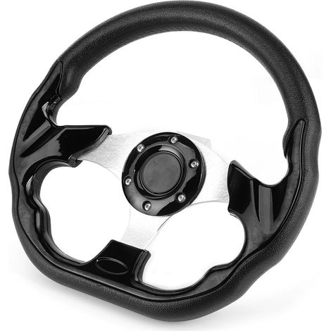Volant de course dérivé 320mm/12.5 pouces, noir brillant, avec bouton de klaxon, universel, pour voiture de drift et tuning, accessoire de direction sportive. (1/5)