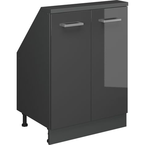 Dachschrägenschrank Rion, Anthrazit Hochglanz/Anthrazit, mit 2 Türen, Vicco
