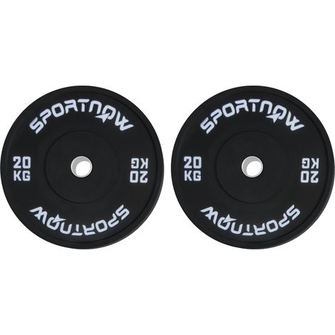Lot de 2 disques de musculation de 20 kg pour haltères et barres, avec fixation de Ø5 cm, noirs,  parfait pour l'entraînement de musculation à domicile ou en salle de sport