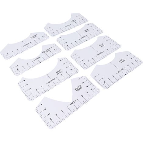 Lot de 8 gabarits de centrage pour t-shirts en PVC, outil d'alignement pour presses à chaud. (1/5)