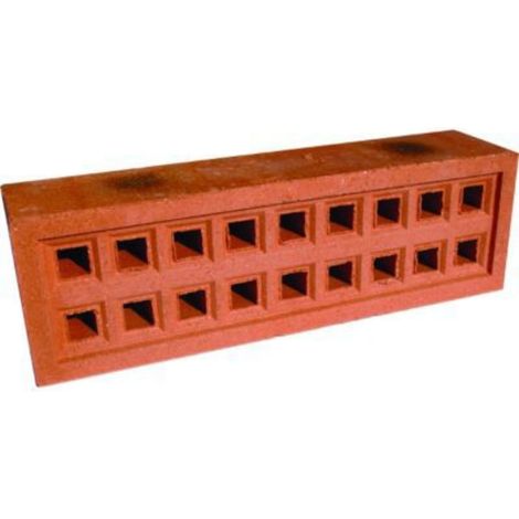 215mm x 65mm Square Hole Clay Air Brick Red (9" x 3")