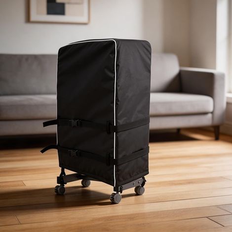 Housse de chariot TV d'extérieur en tissu Oxford imperméable conçue pour les supports TV mobiles avec cordon de serrage coupe-vent et quatre boucles de sécurité (XXL) (1/5)