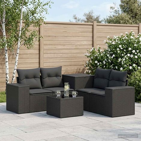 vidaXL Set di divani 6 pz Nero Rattan sintetico e Acciaio (1/5)