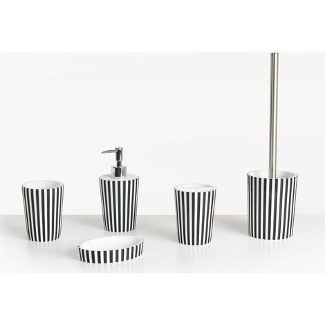 Badaccessoires Set 5-teilig LIRCAY Schwarz / Weiß