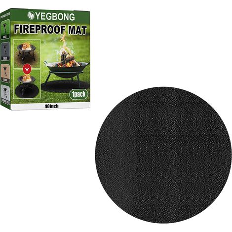 Tapis de barbecue ignifugé pour balcon, matériau retardateur de flamme pour une protection optimale contre les sources de chaleur intense, léger et portable, rond, noir, 91 cm (1/5)