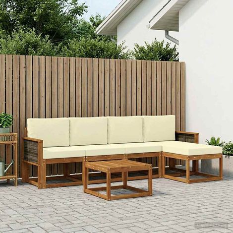 vidaXL Outdoor-Sofagarnitur 6 pcs Natur und Creme Polyester (1/5)