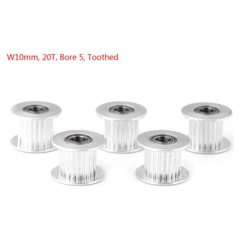 5 poulies de distribution en aluminium 2GT pour imprimante 3D (largeur 10 mm, 20 dents, alésage 5, dentées)
