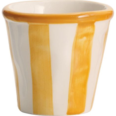 Zafferano Set 6 Bicchierini Collezione Lido Righe in ceramica artigianale lavorata a mano a Civita Castellana colore Giallo stile vivace e festoso