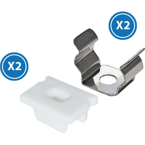 Pack 2 Tapones y 2 grapas para Perfil  Blanco   IluminaShop