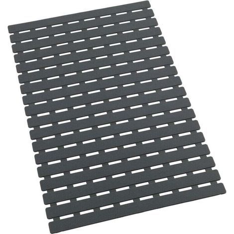 Tapis de baignoire Arinos, tapis de bain antidérapant à ventouses, plastique, 63x40 cm, gris (1/5)