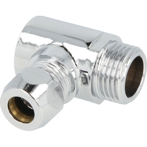 Pièce en Té FF x FM x raccord latéral 1/2’’ FF x 1/2’’ FM x rac. 10 mm, chromé