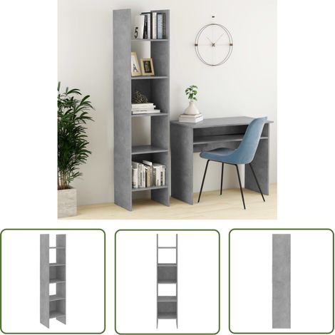 The Living Store Bücherregal Betongrau 40x35x180 cm Holzwerkstoff - Bücherregal - Regal - Holzmöbel - Grau - Moderner Stil (1/5)