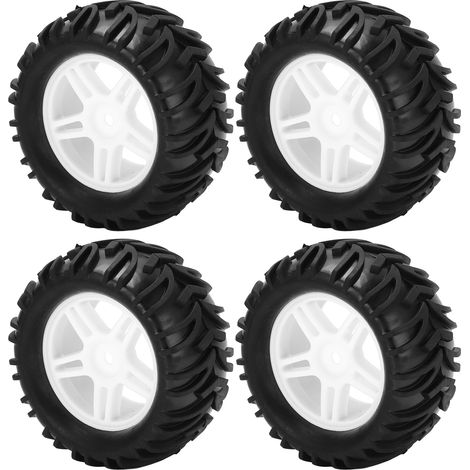 4 roues complètes avec jantes 5 branches et pneus tout-terrain en caoutchouc pour WLtoys 144001 1/14 - Blanc (1/5)