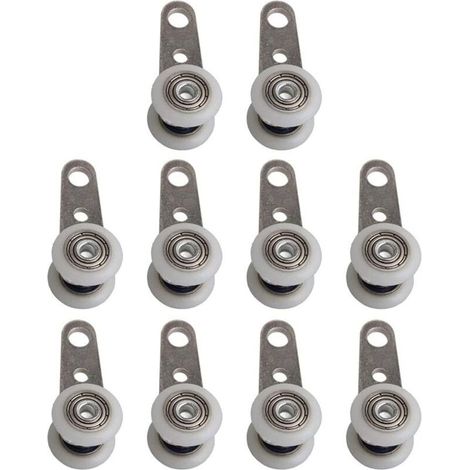 Lot De 10 Roulettes Pour Baies Vitrées Ou Portes Coulissantes - En Métal Et En Plastique - 4,5 X 1,9 Cm (1/5)