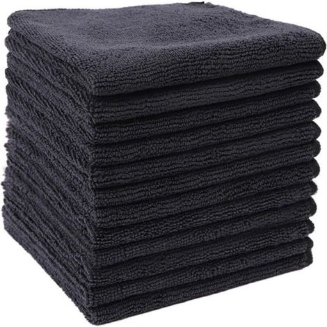 Black Ultrafine Fiber Rags, Household Cleaning Cloth, Polyester Cotton Kitchen Cloth, Scouring Pad(30x30cm,12pcs) (1/5)