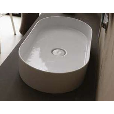 SCELTO DA DESIVERO Lavabo in ceramica ovale 65x35 bco luc. da appoggio s/troppieno codice prod: DSV17439 (1/2)
