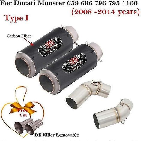Silencieux d'échappement en fibre de carbone pour moto Ducati Monster 659, 696, 795, 1100, Hypermotard 796, 2008-2014, Db Kil (Type I) (1/5)