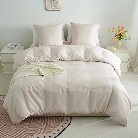 Sets de Housses de Couettes Légère 200x200 cm Fermeture Éclair 3 Pièces Microfibre 80 Fils/cm² + 2 Taies d'oreiller 65x65 cm Parure de Lit Adulte 2 Personne Ensemble Literie Douce (1/5)