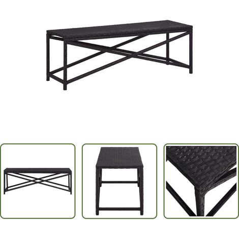 Banc en résine - Banc de jardin 120 cm Résine tressée Noir (1/5)